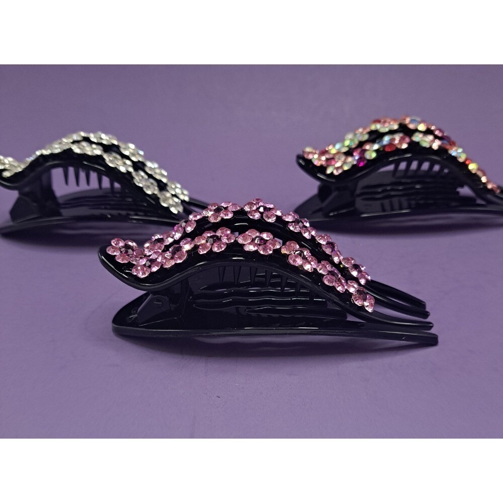 Rhinestone Flower Hair Comb Set - Sparkly Floral Hair Accessories - Picture 9 of 13